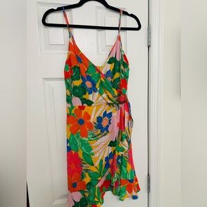 Gianni Bini Asymmetrical Dress in Red, Green, and Pink Floral
